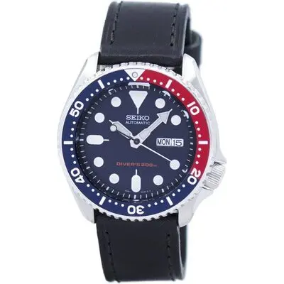 Seiko Automatic Diver's Black Leather SKX009K1-var-LS8 200M Men's Watch