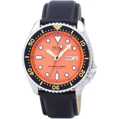 Seiko Automatic Diver’s Black Leather SKX011J1-var-LS10 200M Men’s Watch - SKX011J1-var-LS10