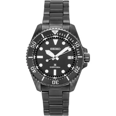 Seiko Prospex Stainless Steel Black Dial Solar Diver's SNE599P1 200M Men's Watch