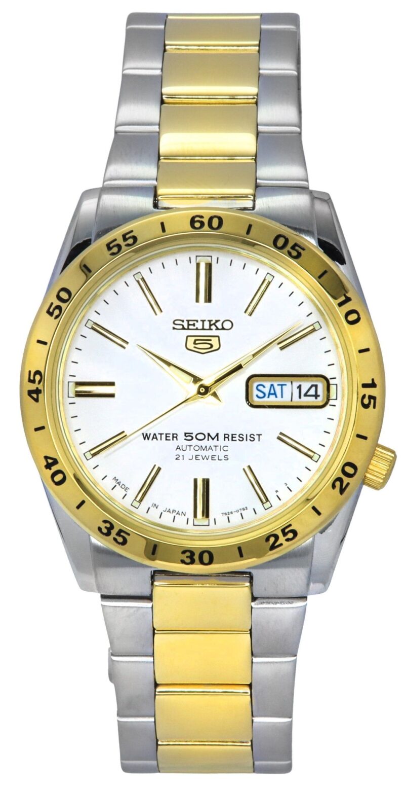 Seiko 5 Two Tone Stainless Steel White Dial 21 Jewels Automatic SNKE04J1 Unisex Watch Seiko 5 Two Tone Stainless Steel White Dial 21 Jewels Automatic SNKE04J1 Unisex Watch