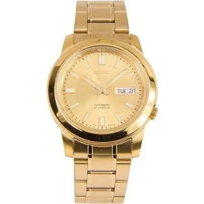 Seiko 5 Gold Tone Stainless Steel Gold Dial 21 Jewels Automatic SNKK20K1 Men's Watch