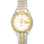 Seiko 5 Two Tone Stainless Steel White Dial Automatic SNKL24 SNKL24J1 SNKL24J Men's Watch