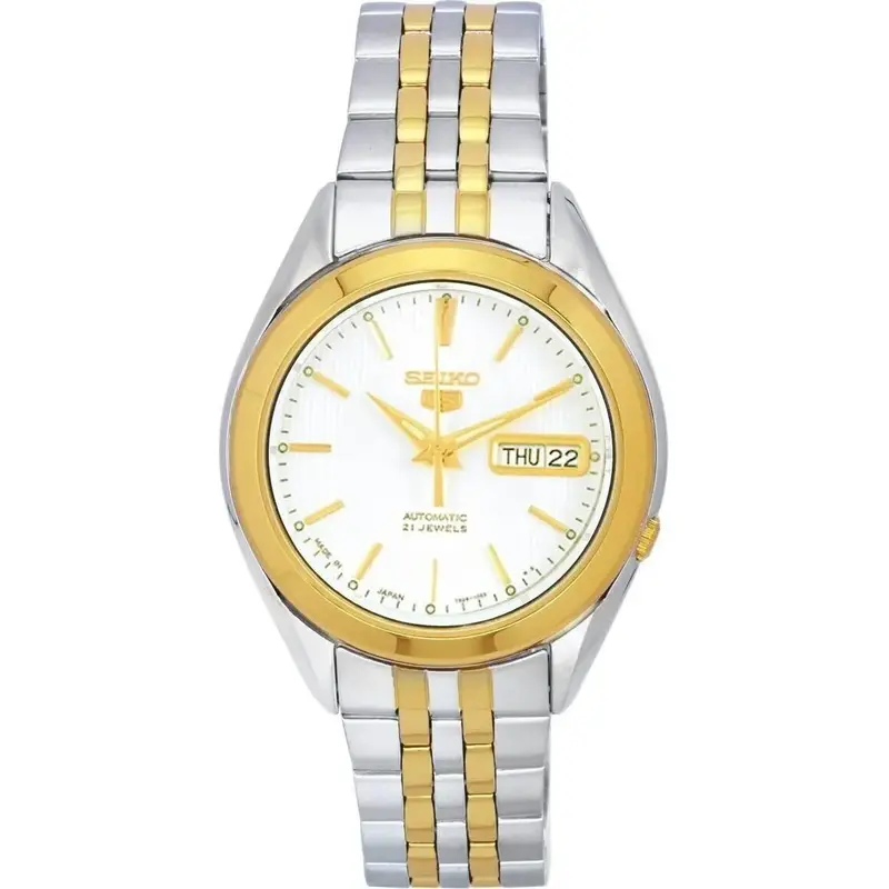 Seiko 5 Two Tone Stainless Steel White Dial Automatic SNKL24 SNKL24J1 SNKL24J Men's Watch Seiko 5 Two Tone Stainless Steel White Dial Automatic SNKL24 SNKL24J1 SNKL24J Men's Watch