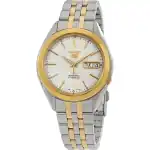 Seiko 5 Two Tone Stainless Steel White Dial 21 Jewels Automatic SNKL24K1 Men's Watch