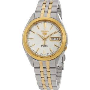 Seiko 5 Two Tone Stainless Steel White Dial 21 Jewels Automatic SNKL24K1 Men's Watch