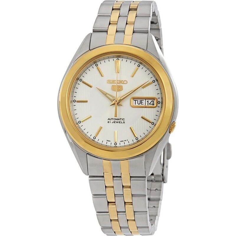 Seiko 5 Two Tone Stainless Steel White Dial 21 Jewels Automatic SNKL24K1 Men's Watch Seiko 5 Two Tone Stainless Steel White Dial 21 Jewels Automatic SNKL24K1 Men's Watch