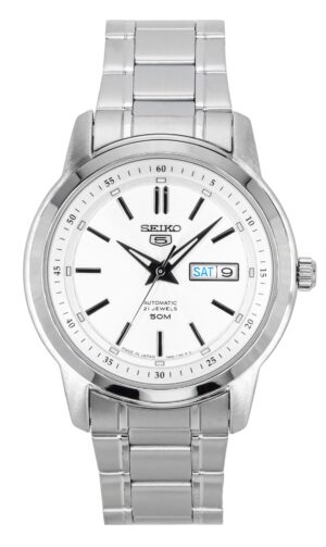 Seiko 5 Stainless Steel Silver Dial 21 Jewels Automatic SNKM83J1 Men's Watch
