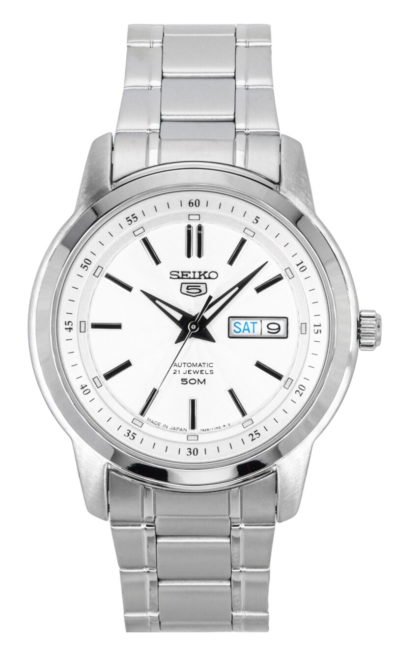 Seiko 5 Stainless Steel Silver Dial 21 Jewels Automatic SNKM83J1 Men's Watch