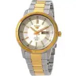 Seiko 5 Two Tone Stainless Steel Silver Dial 21 Jewels Automatic SNKN58K1 Men's Watch
