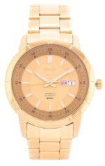 Seiko 5 Gold Tone Stainless Steel Gold Dial 21 Jewels Automatic SNKN62K1 Men's Watch