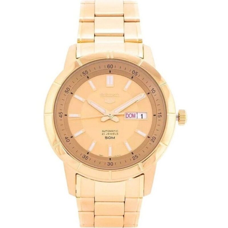 Seiko 5 Gold Tone Stainless Steel Gold Dial 21 Jewels Automatic SNKN62K1 Men's Watch Seiko 5 Gold Tone Stainless Steel Gold Dial 21 Jewels Automatic SNKN62K1 Men's Watch