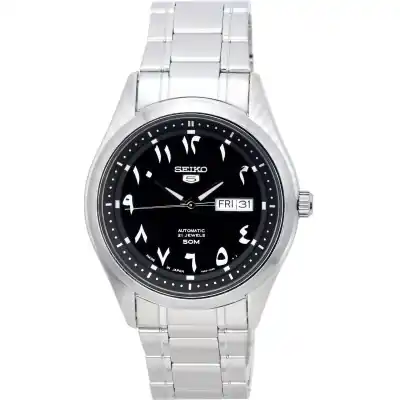 Seiko 5 Stainless Steel Black Arabic Dial Automatic SNKP21 SNKP21J1 SNKP21J Men's Watch