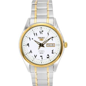 Seiko 5 Two Tone Stainless Steel White Arabic Dial Automatic SNKP22 SNKP22J1 SNKP22J Men's Watch