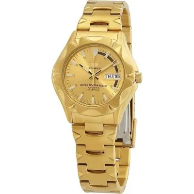 Seiko 5 Sports Gold Tone Stainless Steel Gold Dial 23 Jewels Automatic SNZ450J1 100M Men's Watch
