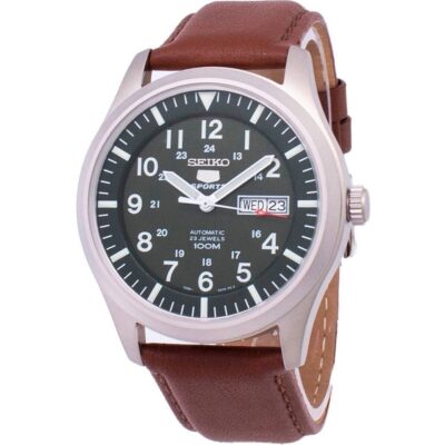 Seiko 5 Sports Automatic Brown Leather SNZG09K1-var-LS12 100M Men's Watch