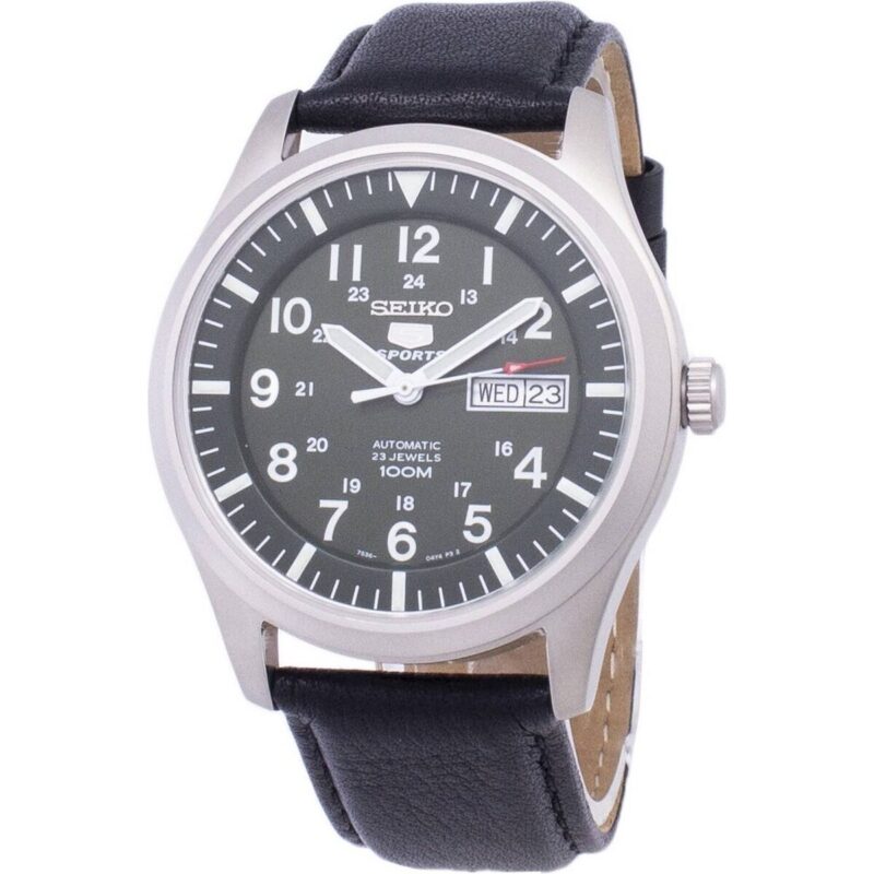 Seiko 5 Sports Automatic Black Leather SNZG09K1-var-LS10 100M Men's Watch