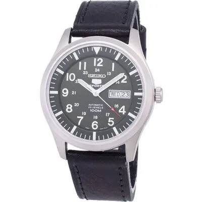 Seiko 5 Sports Automatic Black Leather SNZG09K1-var-LS8 100M Men's Watch