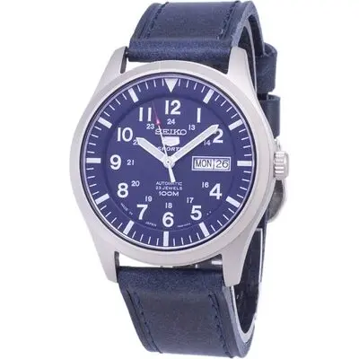 Seiko 5 Sports SNZG11J1-var-LS13 Japan Made Dark Blue Leather Strap Men's Watch