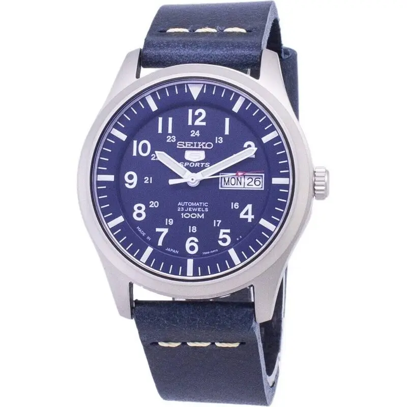 Seiko 5 Sports SNZG11J1-var-LS15 Automatic Dark Blue Leather Strap Men's Watch
