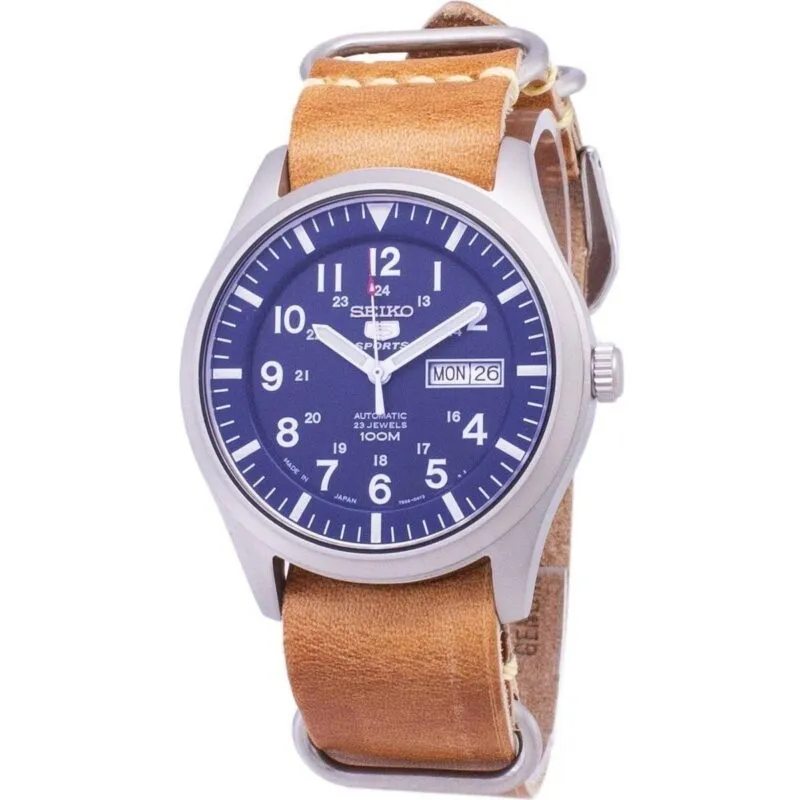 Seiko 5 Sports SNZG11J1-var-LS18 Automatic Brown Leather Strap Men's Watch
