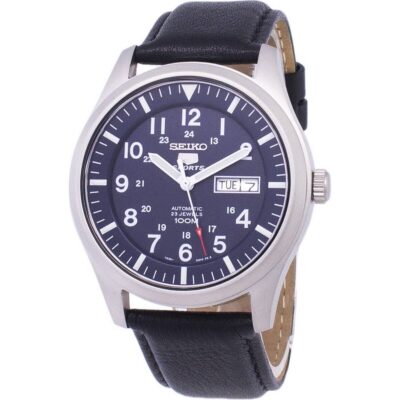 Seiko 5 Sports Automatic Black Leather SNZG11K1-var-LS10 100M Men's Watch