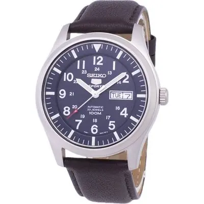 Seiko 5 Sports Automatic Dark Brown Leather SNZG11K1-var-LS11 100M Men's Watch