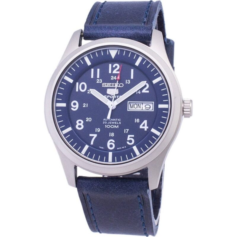 Seiko 5 Sports SNZG11K1-var-LS13 Automatic Dark Blue Leather Strap Men's Watch