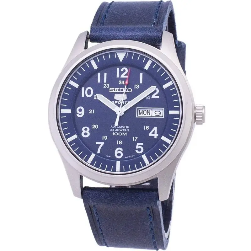 Seiko 5 Sports SNZG11K1-var-LS13 Automatic Dark Blue Leather Strap Men's Watch