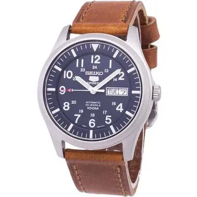 Seiko 5 Sports Automatic Brown Leather SNZG11K1-var-LS9 100M Men's Watch
