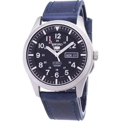 Seiko 5 Sports SNZG15K1-var-LS13 Automatic Dark Blue Leather Strap Men's Watch
