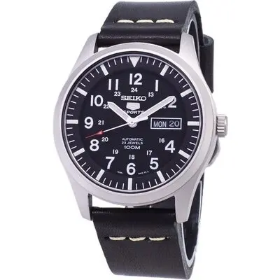 Seiko 5 Sports SNZG15K1-var-LS14 Automatic Black Leather Strap Men's Watch