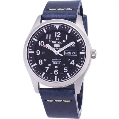 Seiko 5 Sports SNZG15K1-var-LS15 Automatic Dark Blue Leather Strap Men's Watch