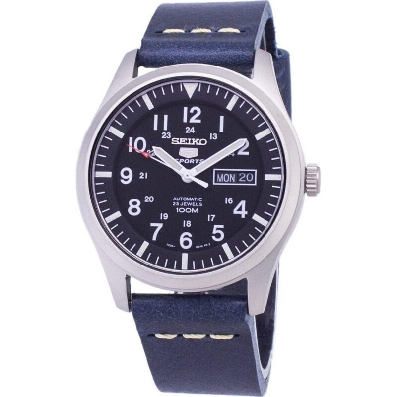Seiko 5 Sports SNZG15K1-var-LS15 Automatic Dark Blue Leather Strap Men's Watch
