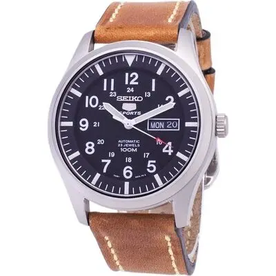 Seiko 5 Sports SNZG15K1-var-LS17 Automatic Brown Leather Strap Men's Watch