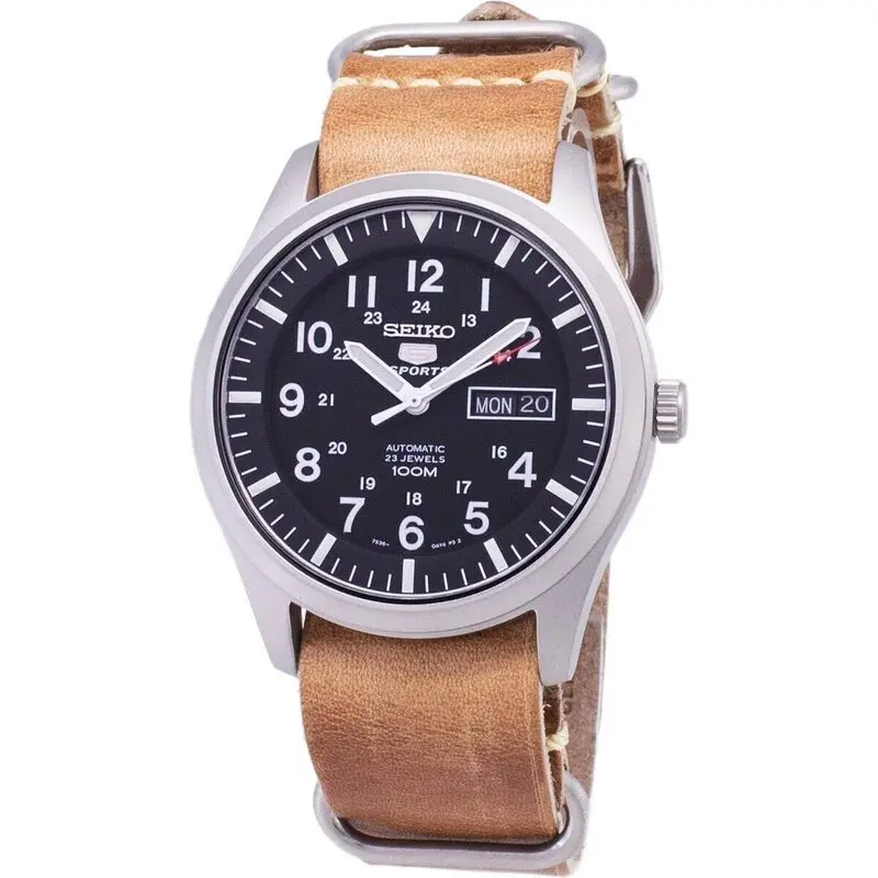 Seiko 5 Sports SNZG15K1-var-LS18 Automatic Brown Leather Strap Men's Watch
