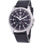 Seiko 5 Sports Automatic Black Leather SNZG15K1-var-LS8 100M Men's Watch