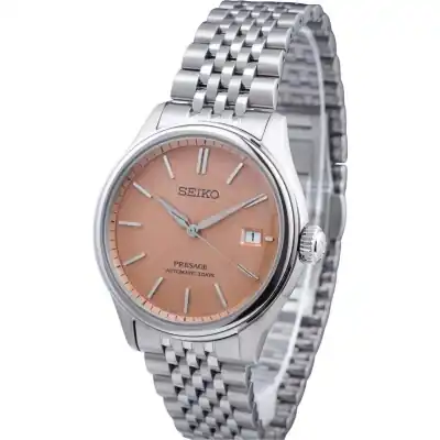 Seiko Presage Classic Araigaki Stainless Steel Orange Dial Automatic SPB467J1 100M Men's Watch