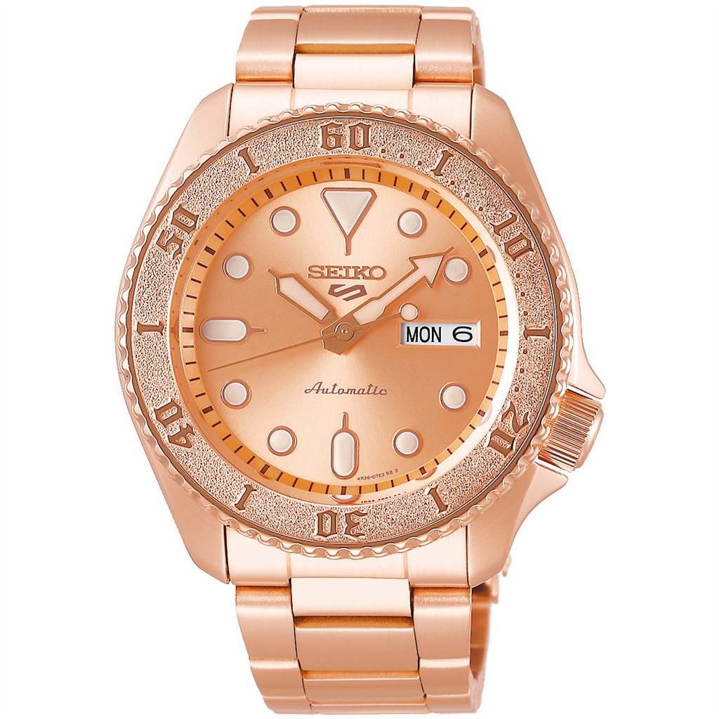 Seiko 5 Sports Automatic Rose-Gold Dial And Bracelet Day Date Men's Watch (SRPE72K1)