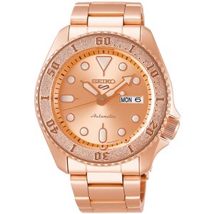 Seiko 5 Sports Automatic Rose-Gold Dial And Bracelet Day Date Men's Watch (SRPE72K1)