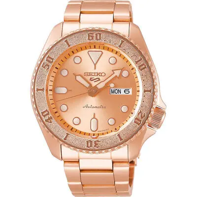 Seiko 5 Sports Automatic Rose-Gold Dial And Bracelet Day Date Men's Watch (SRPE72K1)