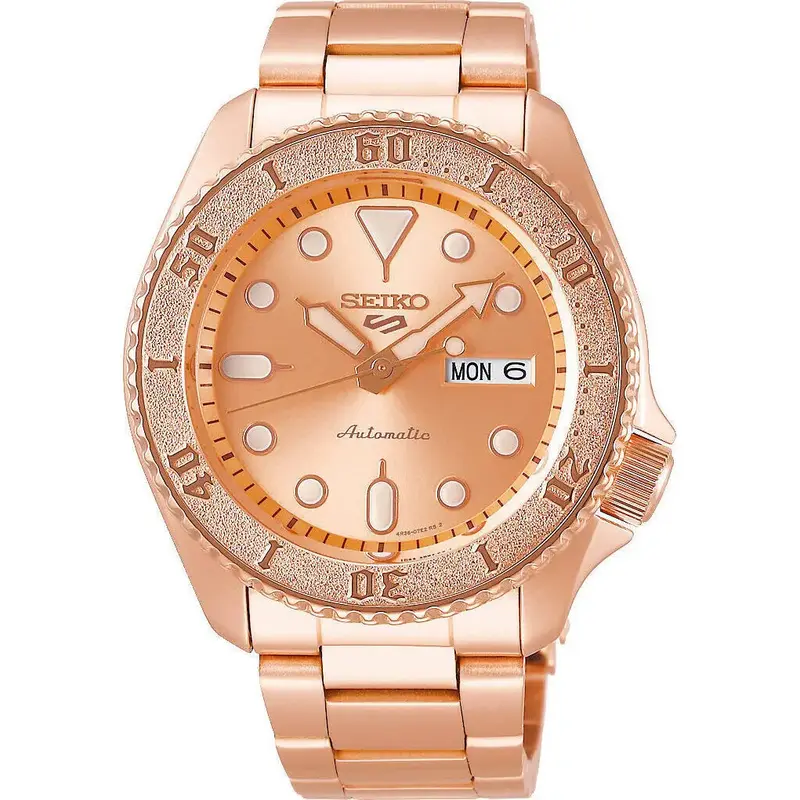 Seiko 5 Sports Automatic Rose-Gold Dial And Bracelet Day Date Men's Watch (SRPE72K1)