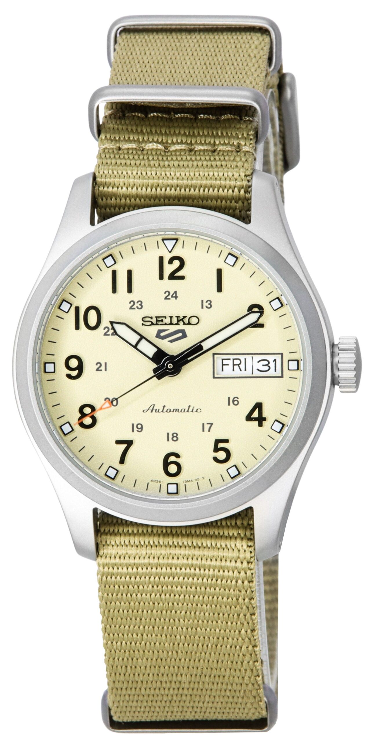 Seiko 5 Sports Desert Kit Midfield Nylon Strap Cream Dial Automatic SRPJ83K1 100M Men's Watch 1 Seiko 5 Sports Desert Kit Midfield Nylon Strap Cream Dial Automatic SRPJ83K1 100M Men's Watch