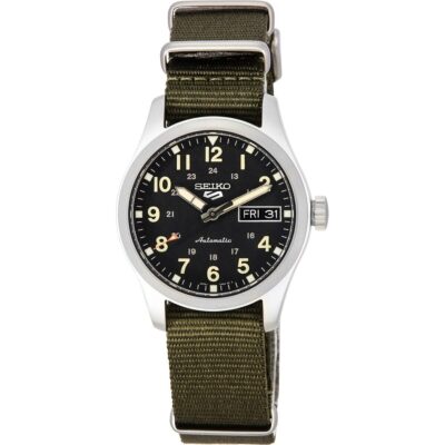 Seiko 5 Sports Green Zone Midfield Black Dial Automatic SRPJ85K1 100M Men's Watch