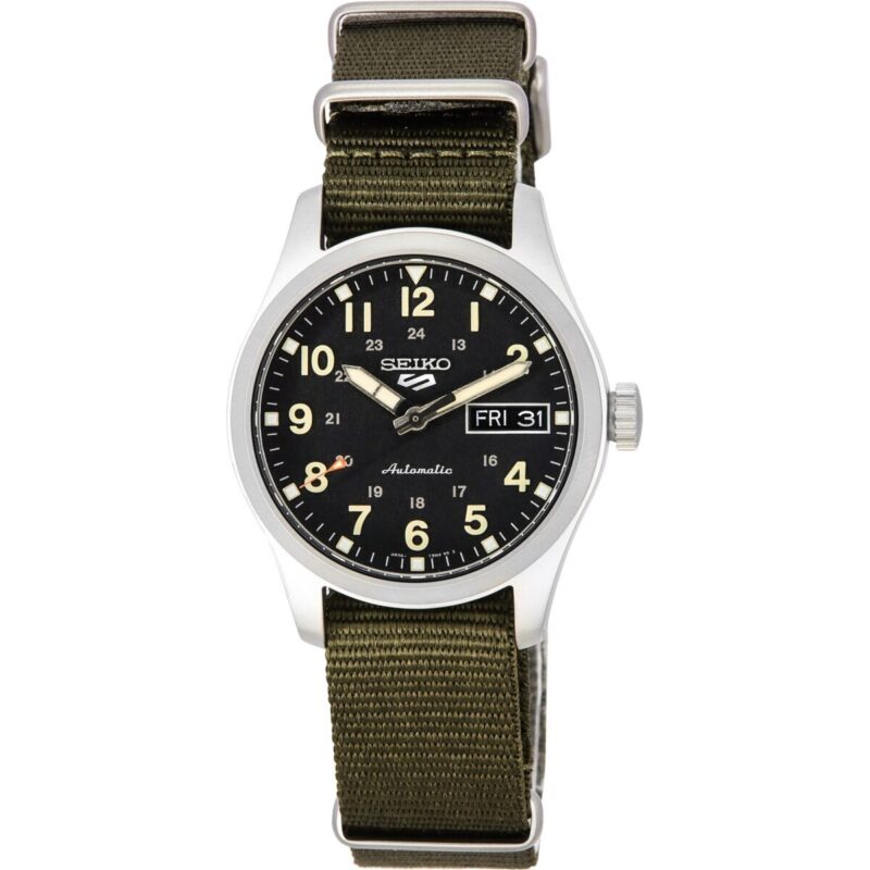 Seiko 5 Sports Green Zone Midfield Black Dial Automatic SRPJ85K1 100M Men's Watch
