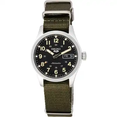 Seiko 5 Sports Green Zone Midfield Black Dial Automatic SRPJ85K1 100M Men's Watch
