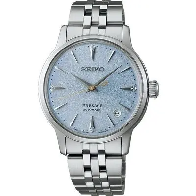 Seiko Presage Cocktail Diamond Accents Stainless Steel Light Blue Dial Automatic SRPL61J1 Women's Watch