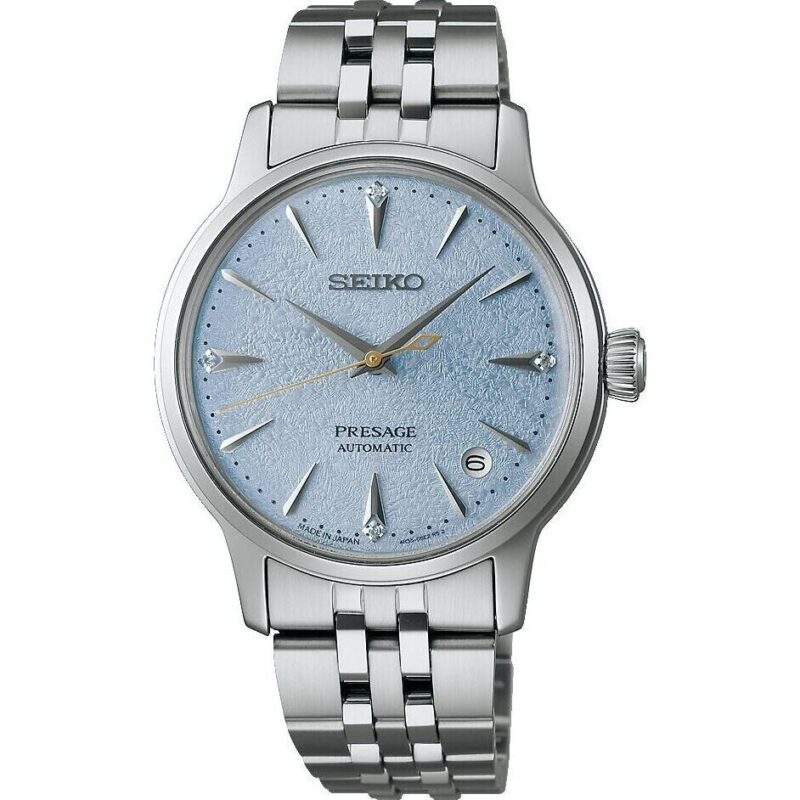 Seiko Presage Cocktail Diamond Accents Stainless Steel Light Blue Dial Automatic SRPL61J1 Women's Watch