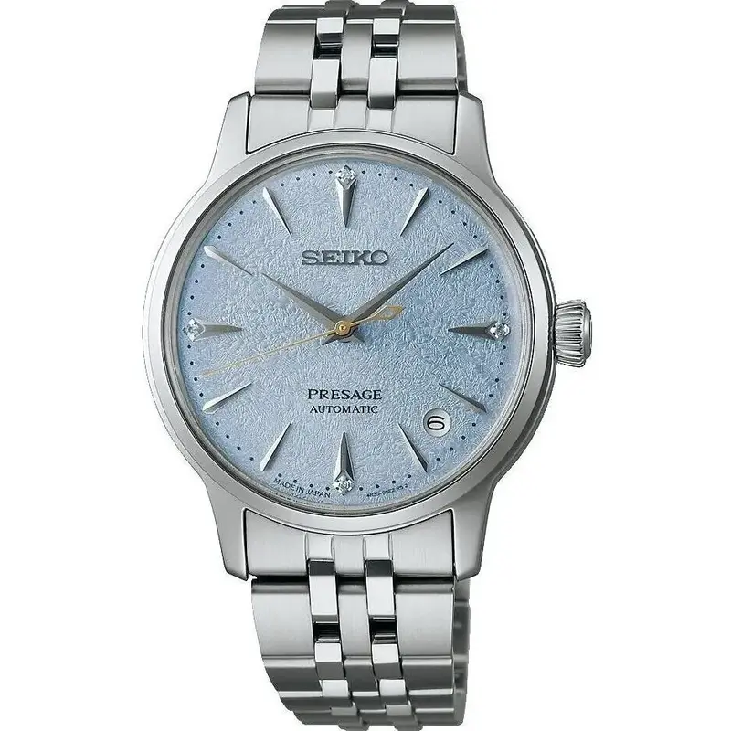 Seiko Presage Cocktail Diamond Accents Stainless Steel Light Blue Dial Automatic SRPL61J1 Women's Watch