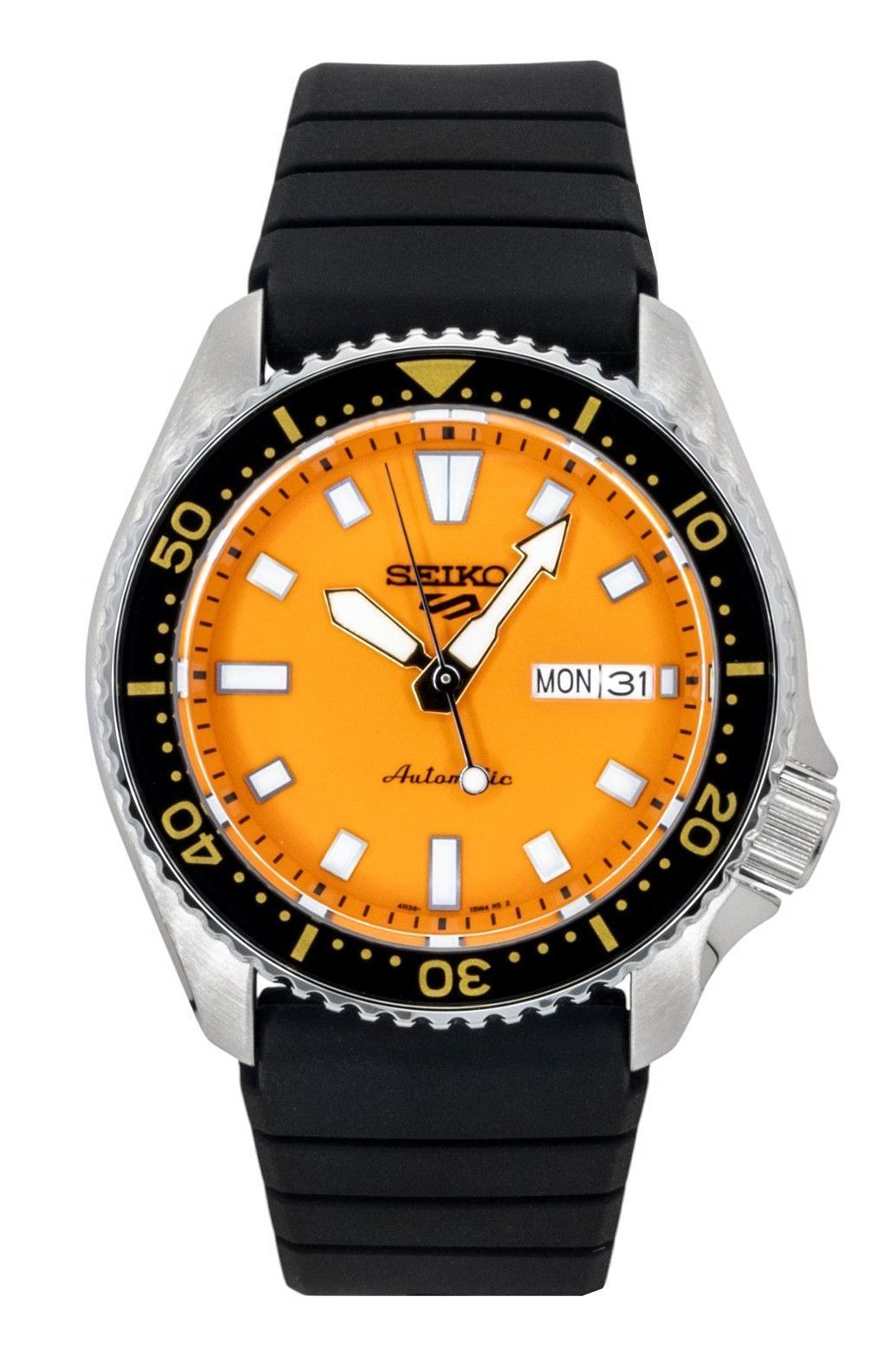 Seiko 5 Sports SKX Redux Silicone Strap Orange Dial Automatic SRPL89K1 100M Men's Watch