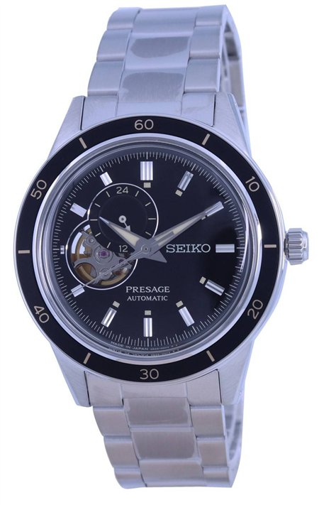 Seiko Presage Style 60's Open Heart Black Dial Automatic SSA425 SSA425J1 SSA425J Men's Watch